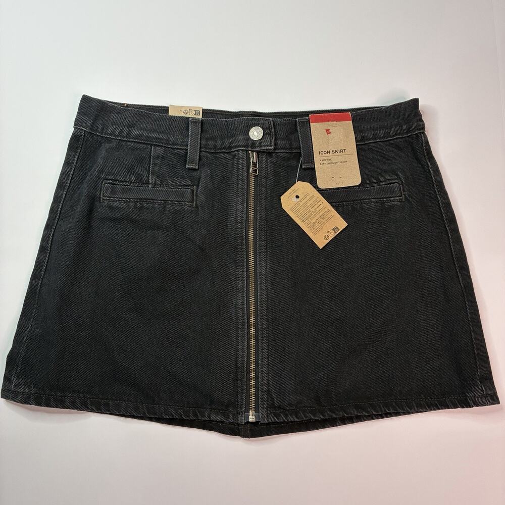 NEW Levi's Mini Icon Denim Skirt Women’s Size 29 Black Zip Front Mid-Rise